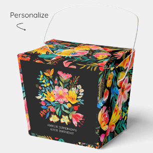 Black Mexican Bright Floral Fiesta Birthday Favour Box