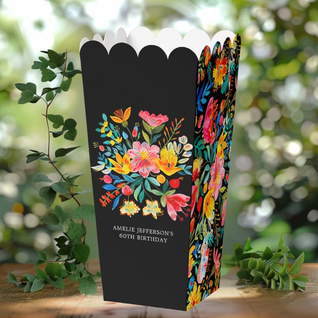 Black Mexican Bright Floral Fiesta Birthday Favour Box (Creator Uploaded)