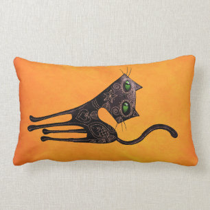 Black Mexican Day of The Dead Cat Lumbar Cushion