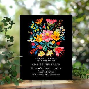 Black Mexican Fiesta Budget Birthday Invitation