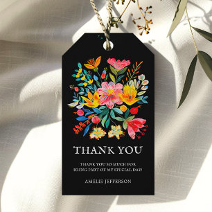 Black Mexican Fiesta Floral Theme Favor Gift Tags