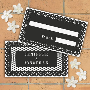 BLACK MEXICAN PAPEL PICADO place card