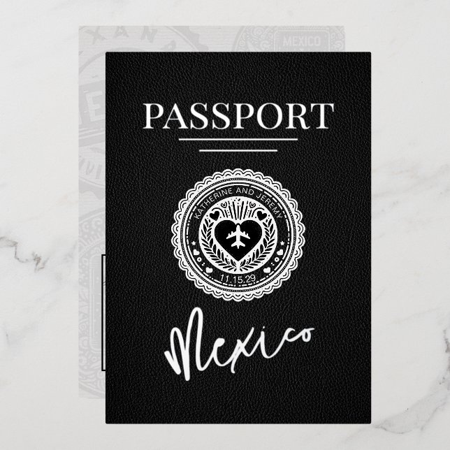 Black Mexico Passport Wedding (Front/Back)