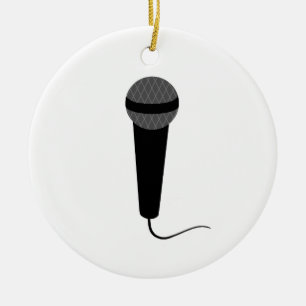 Black Microphone Ceramic Tree Decoration