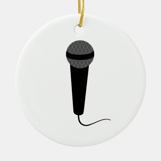 Black Microphone Ceramic Tree Decoration (Front)
