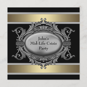 Black Mid-Life Crisis Mans 40th Birthday Party Invitation