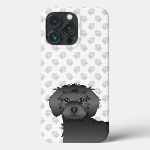 Black Mini Goldendoodle Cute Cartoon Dog Head iPhone 13 Pro Case