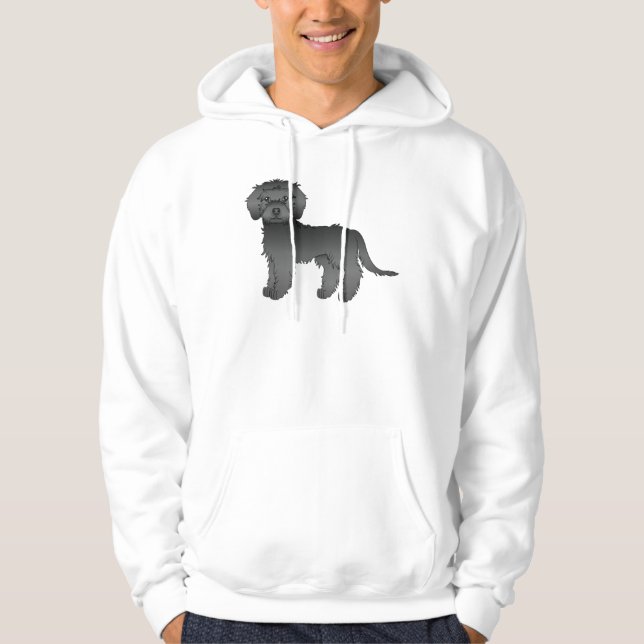 Black Mini Goldendoodle Cute Cartoon Dog Hoodie (Front)
