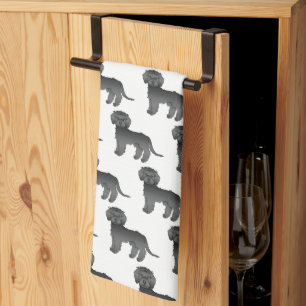 Black Mini Goldendoodle Cute Cartoon Dog Pattern Tea Towel