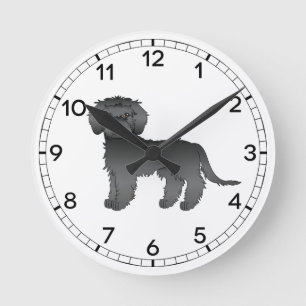 Black Mini Goldendoodle Cute Cartoon Dog Round Clock