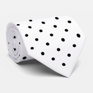 Black Mini Polka Dot Pattern on White Tie