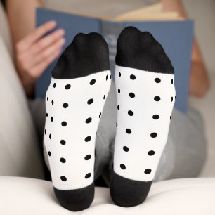 Black Mini Polka Dots on White Socks
