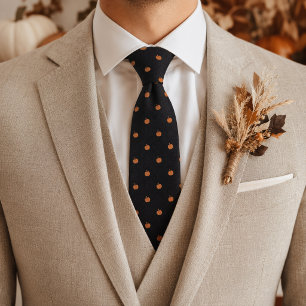 Black Mini Pumpkin Micro Pattern Subtle Halloween Tie