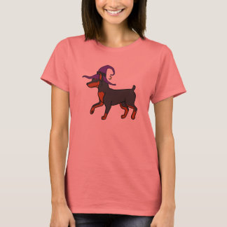 Black Miniature Pinscher with Witch Hat T-Shirt