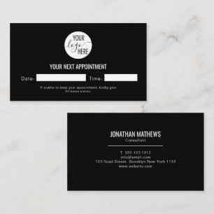 Black Minimal Business Logo Next Appointment Cards