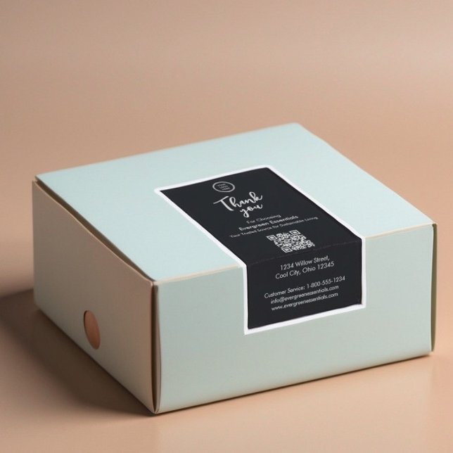 Black Minimal Business Logo Thanks Box Seal Labels (Creator Uploaded)