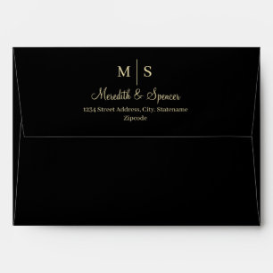 Black Minimal Chic Elegant Basic Modern Wedding Envelope