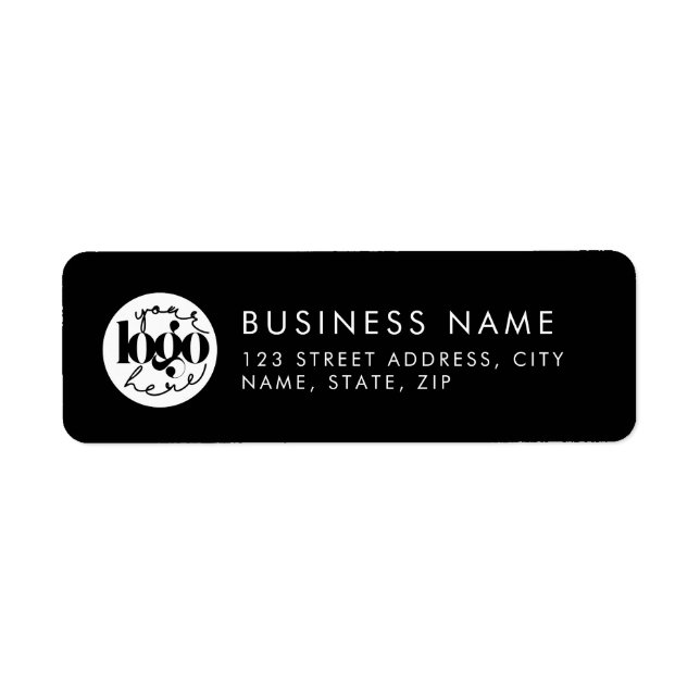 Black Minimal Custom Business Logo Return Address  (Front)