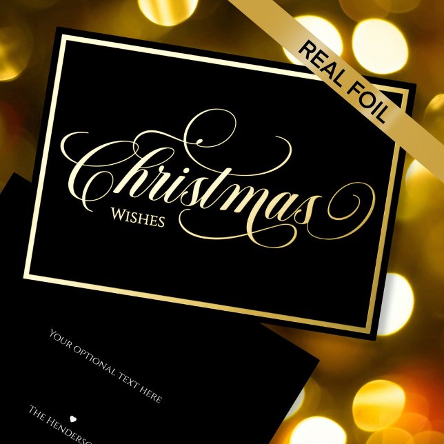 Black Minimal Elegant Christmas Typography  (Black Minimal Elegant Christmas Typography Foil Holiday Card)