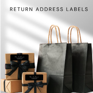 Black Minimal elegant return Address label