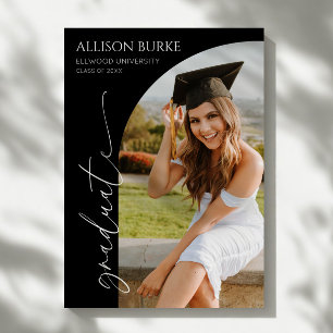 Black Minimal Minimalist Photo Arch Graduation Announcement