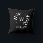 Black Minimal Monogram Initial Modern Newlywed Cushion<br><div class="desc">Black Minimal Monogram Initial Modern Newlywed</div>