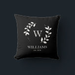 Black Minimal Monogram Initial Modern Newlywed Cushion<br><div class="desc">Black Minimal Monogram Initial Modern Newlywed</div>