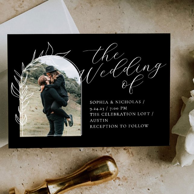 Black Minimal Photo Wedding Invitation (Creator Uploaded)