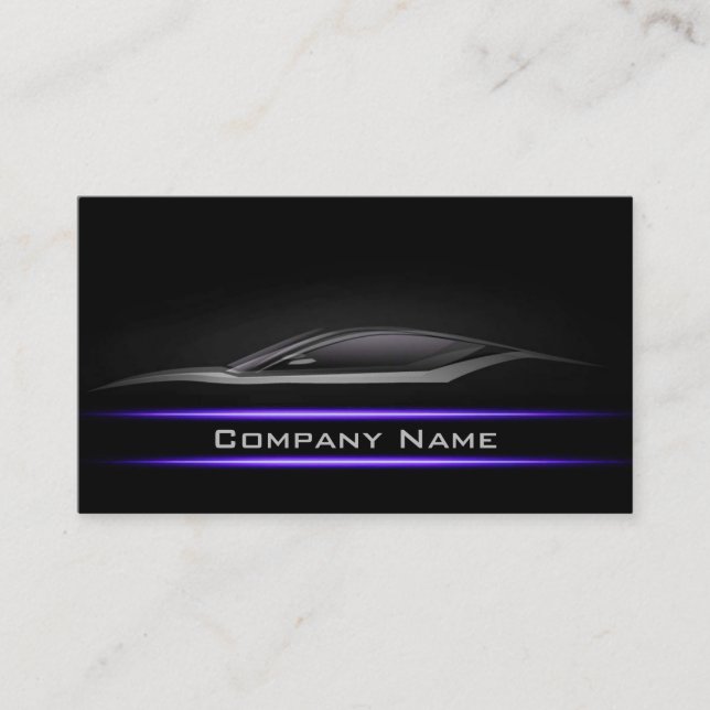 Black Minimal Purpe Neon Line Car Brighter Layout Business Card (Front)