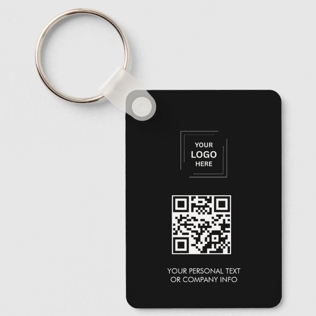 Black Minimal QR Business Logo Keychain Design (Front)