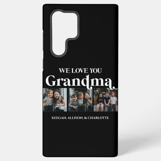 Black Minimal Retro We Love You Grandma 3 Picture Samsung Galaxy S22 Ultra Case (Back)