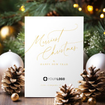 Black Minimal Script Merriest Christmas Company