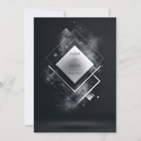 Black Minimal Smoky Geometric Wedding Invitation