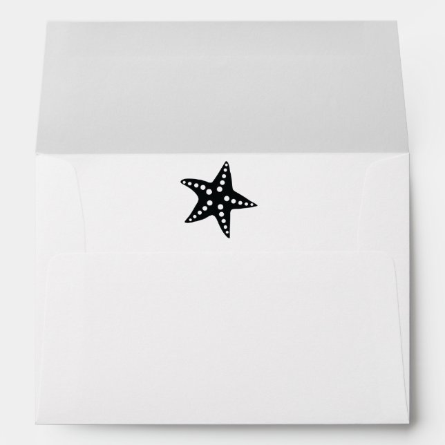 Black Minimal Starfish Wedding Invitation Envelope (Back (Bottom))