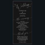 Black Minimal Wedding Ceremony Program Programme<br><div class="desc">Minimal wedding program featuring modern script font on a black background. All the wedding ceremony information and the wedding party's name listed on this program.</div>