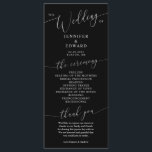 Black Minimal Wedding Ceremony Program Programme<br><div class="desc">Minimal wedding program featuring modern script font on a black background. All the wedding ceremony information and the wedding party's name listed on this program.</div>