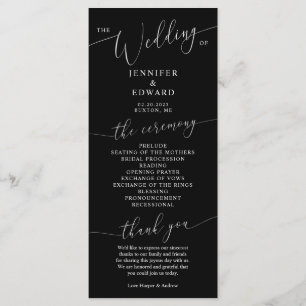 Black Minimal Wedding Ceremony Program Programme
