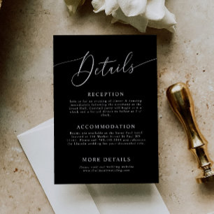 Black Minimal Wedding Details  Enclosure Card