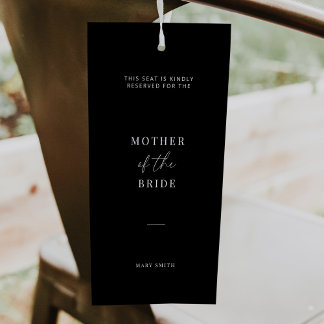 Black Minimal Wedding Family Reserved Seating Tag