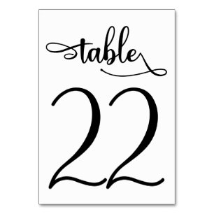 Black minimalist 3.5x5 table number Table 22
