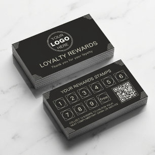 Black Minimalist Art Deco QR Code Layout Loyalty Card