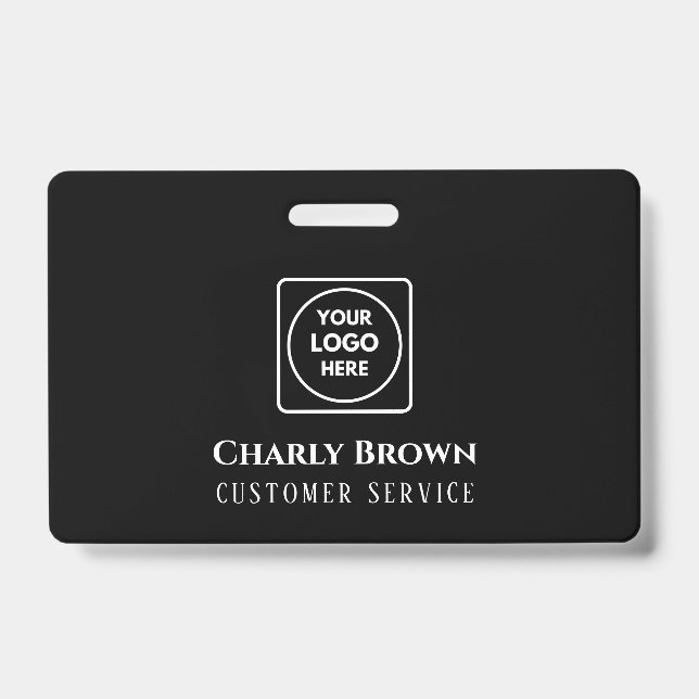 Black Minimalist Badge | Custom Employee ID & Logo (Front)