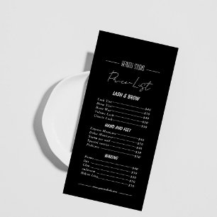 Black Minimalist Beauty Studio Price List Menu