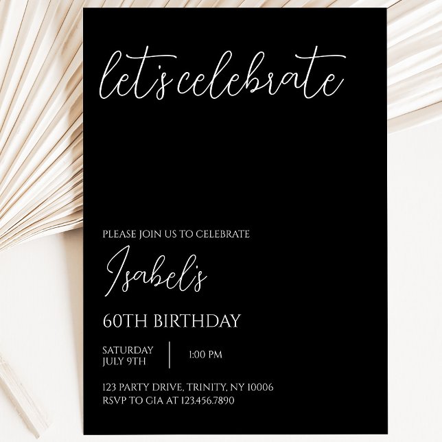 Black Minimalist Birthday Invitation (Creator Uploaded)