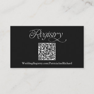 Black Minimalist Black QR Code Wedding Registry Enclosure Card