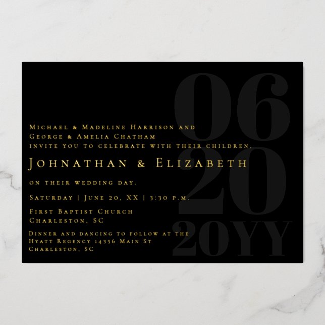 Black Minimalist Bold Type Photo Wedding (Front)
