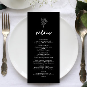 Black Minimalist Botanicals Terracotta Wedding Menu
