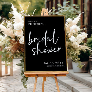 Black Minimalist Bridal Shower Welcome Sign Poster