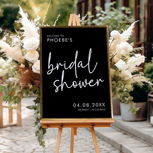 Black Minimalist Bridal Shower Welcome Sign Poster (Creator Uploaded)