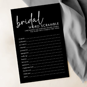 Black Minimalist Bridal Shower Word Scramble Game